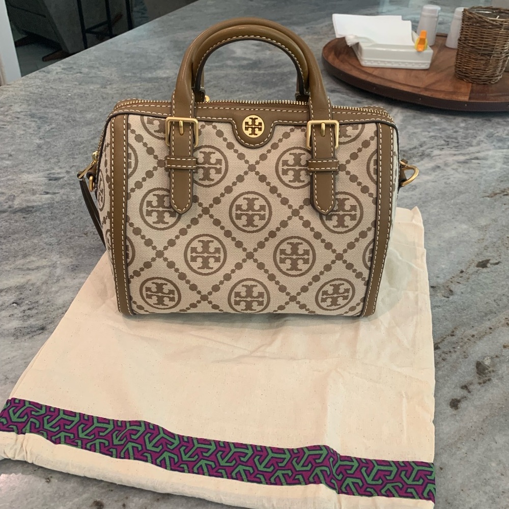 Authentic Tory Burch T Monogram Small Barrel Bag